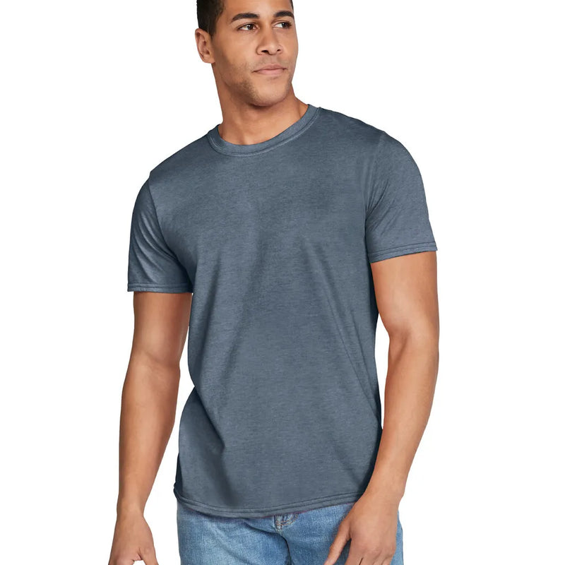 Gildan 64000 Softstyle Cotton Fabric - Heather Indigo, Modern Classic Fit, Short Sleeve (1 Unit)