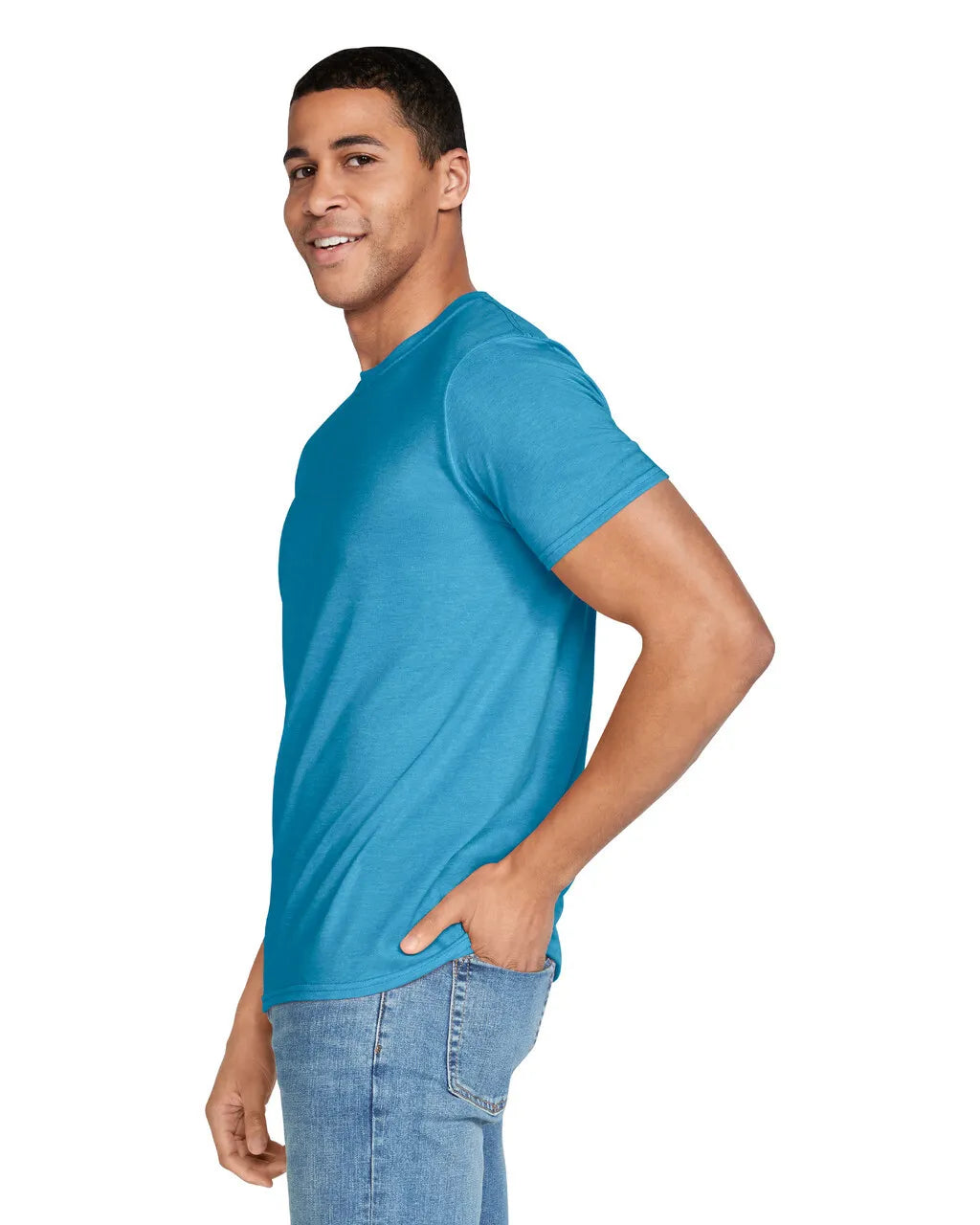 Gildan 64000 Softstyle Cotton Fabric - Heather Sapphire, Modern Classic Fit, Short Sleeve (1 Piece)