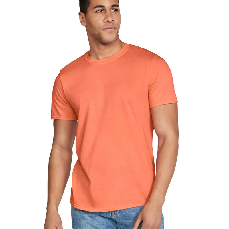 Gildan 64000 Softstyle Cotton T-Shirt Fabric - Heather Orange, Modern Classic Fit, 5/8" Rib Collar (1 Piece)