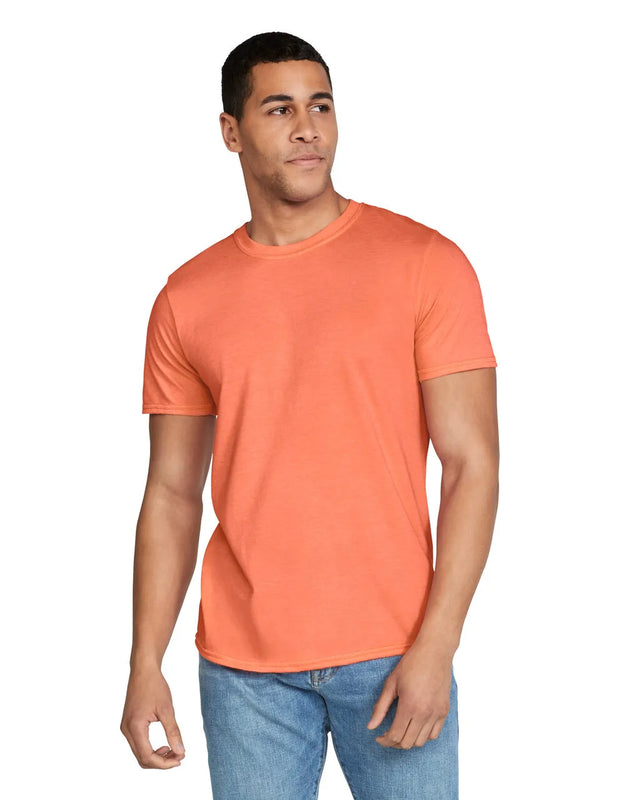 Gildan 64000 Softstyle Cotton T-Shirt Fabric - Heather Orange, Modern Classic Fit, 5/8" Rib Collar (1 Piece)
