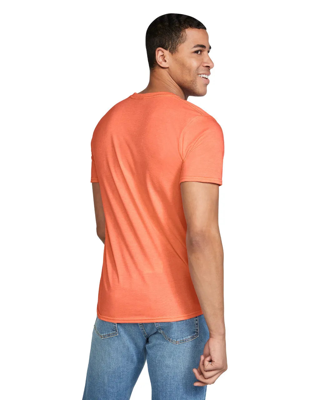 Gildan 64000 Softstyle Cotton T-Shirt Fabric - Heather Orange, Modern Classic Fit, 5/8" Rib Collar (1 Piece)