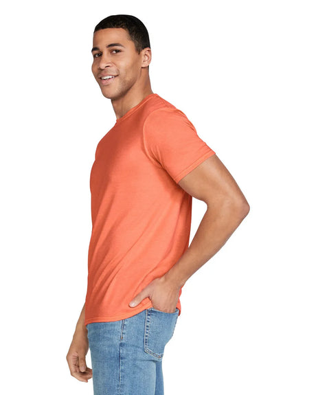 Gildan 64000 Softstyle Cotton T-Shirt Fabric - Heather Orange, Modern Classic Fit, 5/8" Rib Collar (1 Piece)