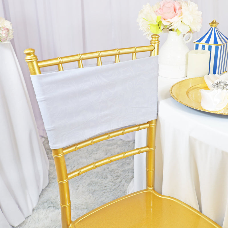 Embossed Spandex Chair Band Sample White