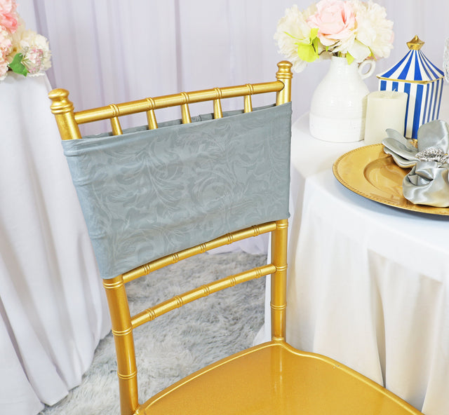 Embossed Spandex Chair Bands 7.5x13 Silver