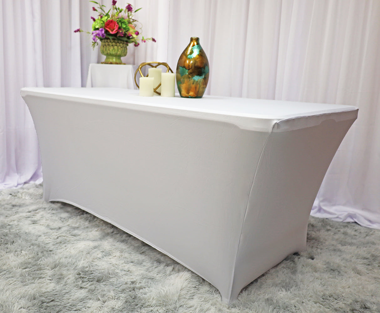 Rectangular Spandex Table Cover 6 Ft White