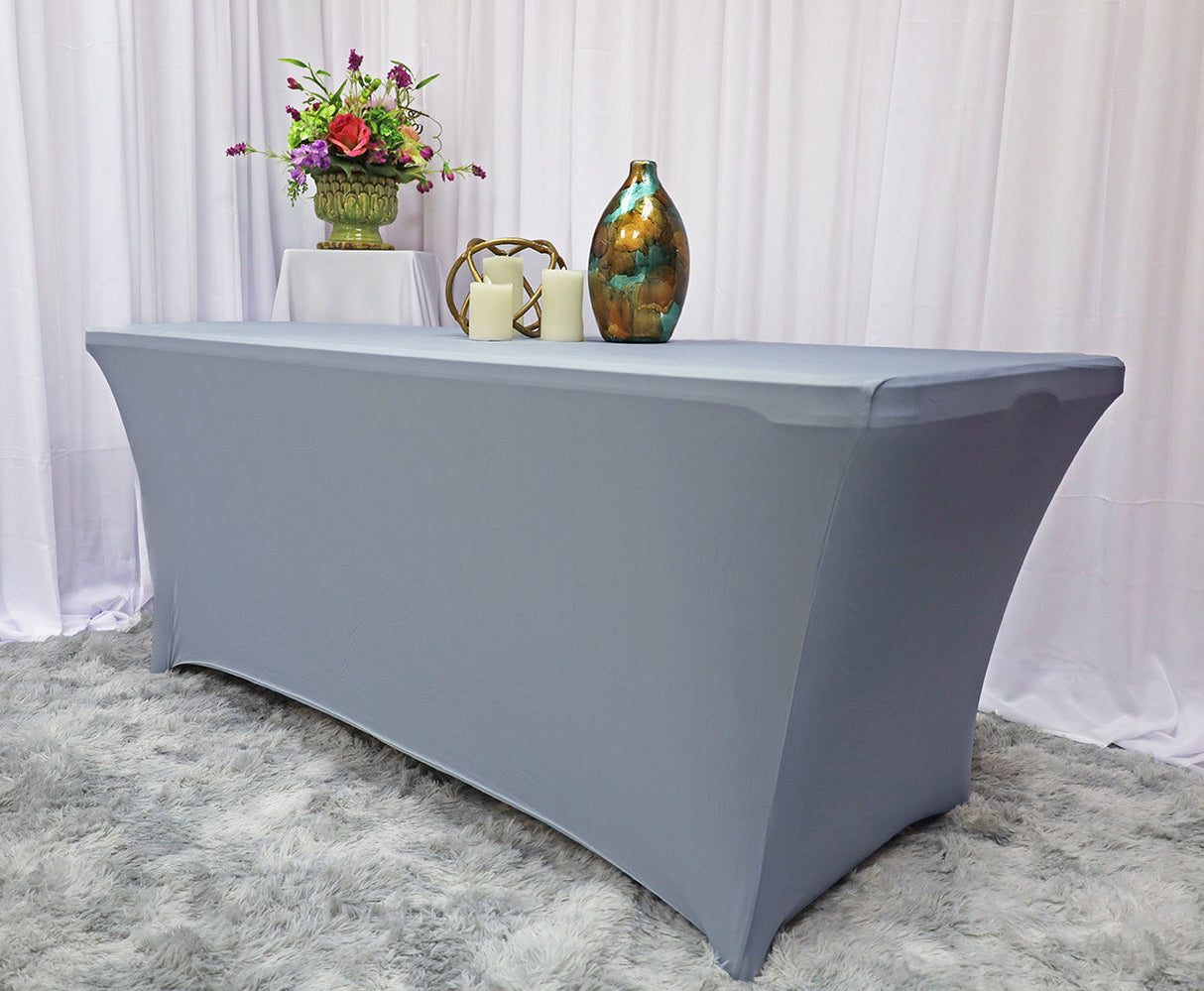 Rectangular Spandex Table Cover 8 Ft Dusty Blue