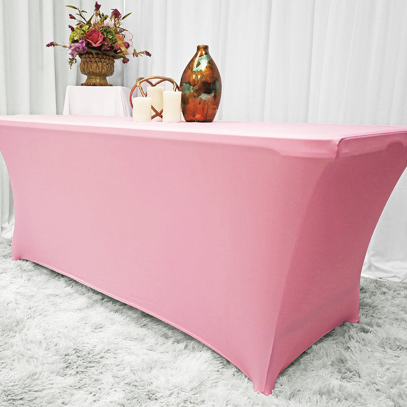 Rectangular Spandex Table Cover 8 Ft Pink