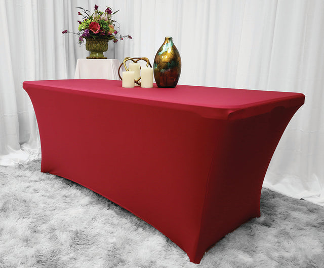 Rectangular Spandex Table Cover 6 Ft Apple Red