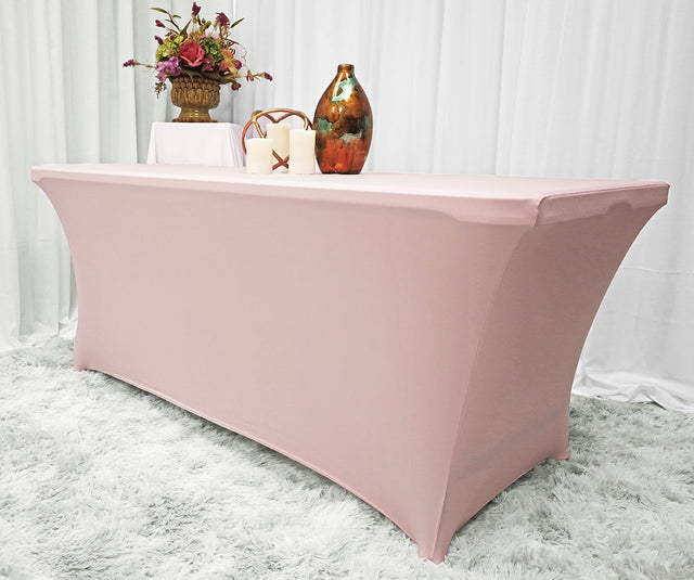 Rectangular Spandex Table Cover 6 Ft Blush Pink
