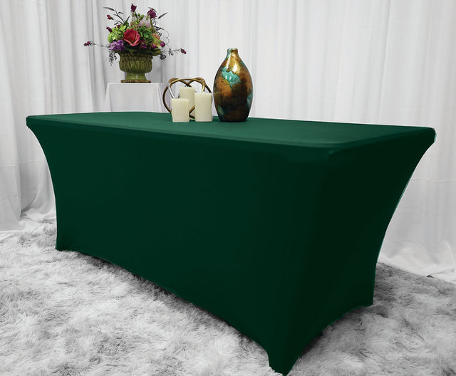 Rectangular Spandex Table Cover 8 Ft Hunter Green/Holly Green