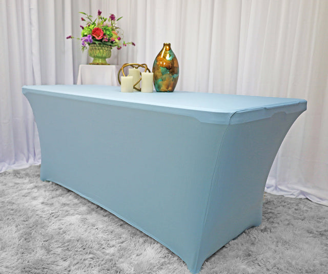 Rectangular Spandex Table Cover 8 Ft Baby Blue