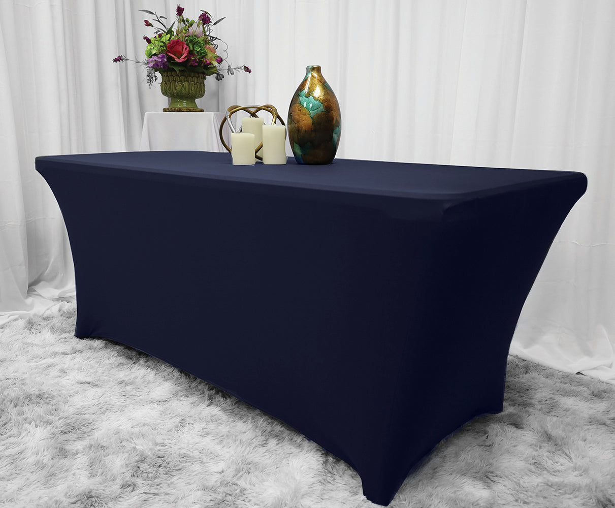 Rectangular Spandex Table Cover 5 Ft Navy Blue