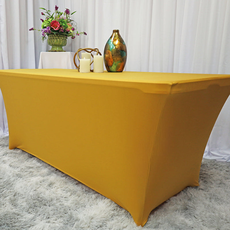 Spandex Rectangular Table Cover 5 Ft Gold
