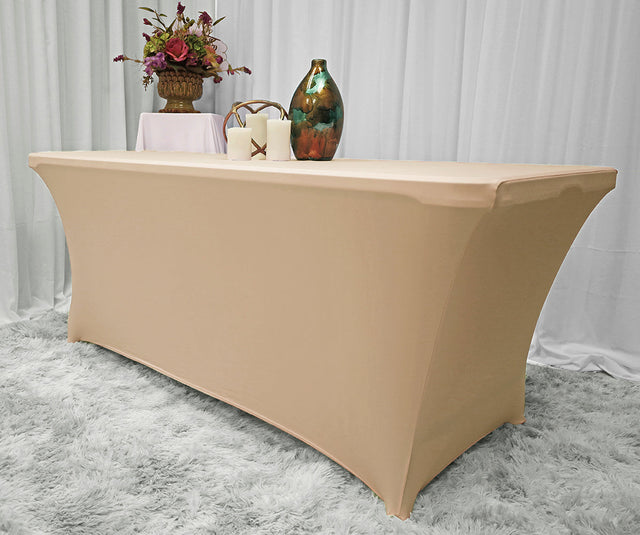 Rectangular Spandex Table Cover 5 Ft Champagne