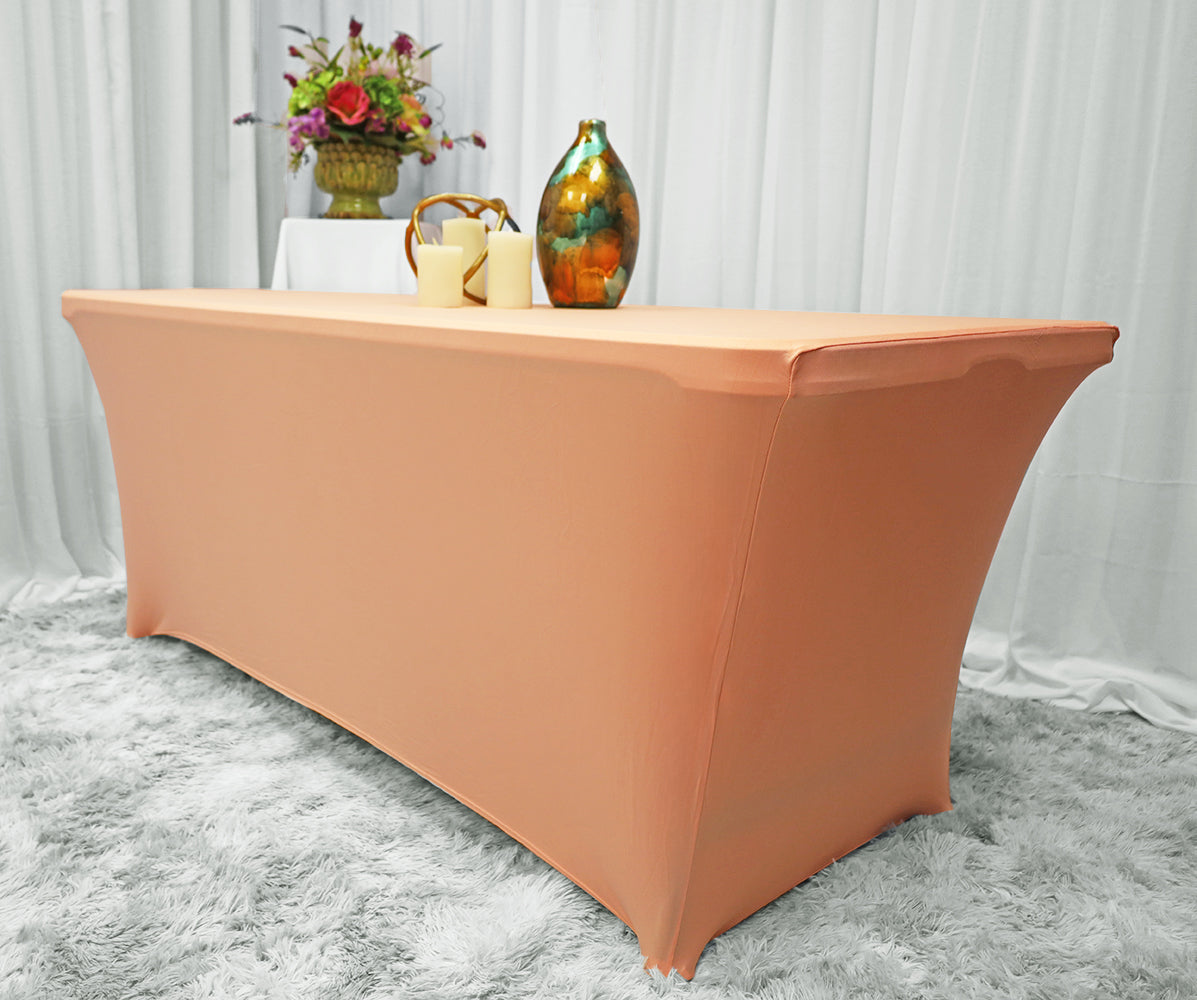 Rectangular Spandex Table Cover 6 Ft Apricot Peach
