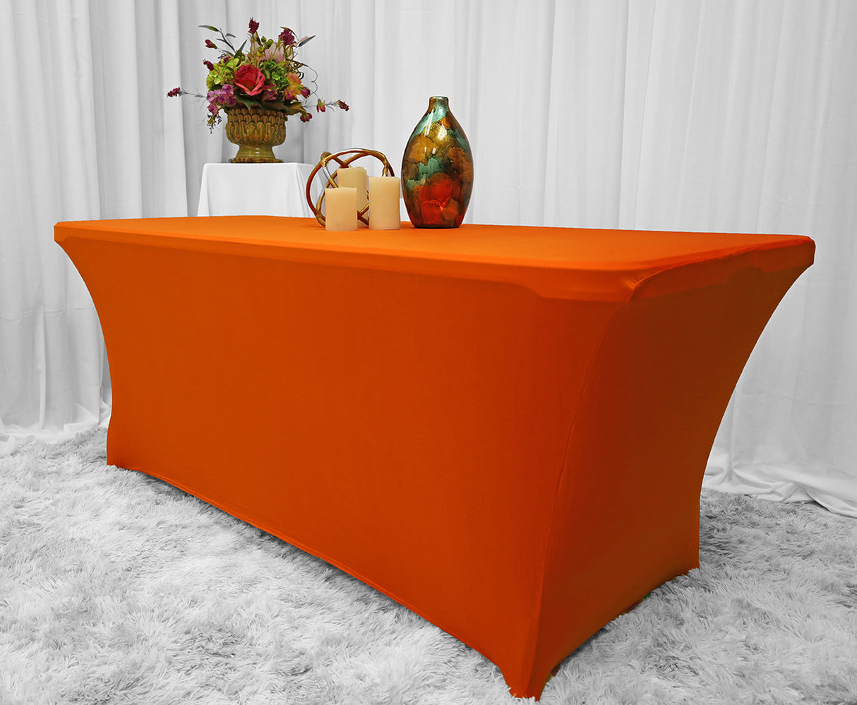 Rectangular Spandex Table Cover 8 Ft Orange