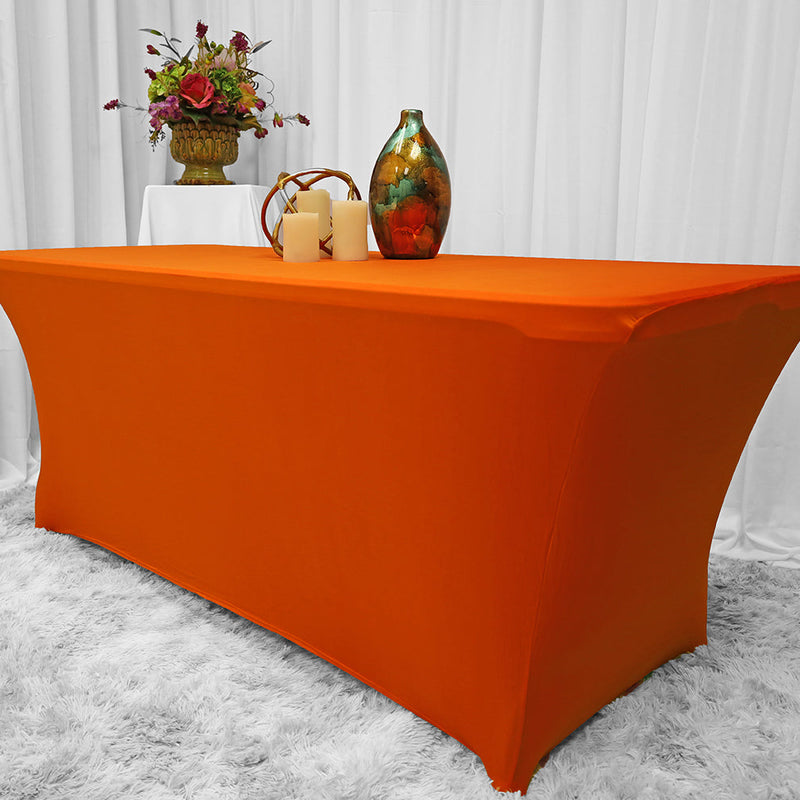 Rectangular Spandex Table Cover 6 Ft Orange