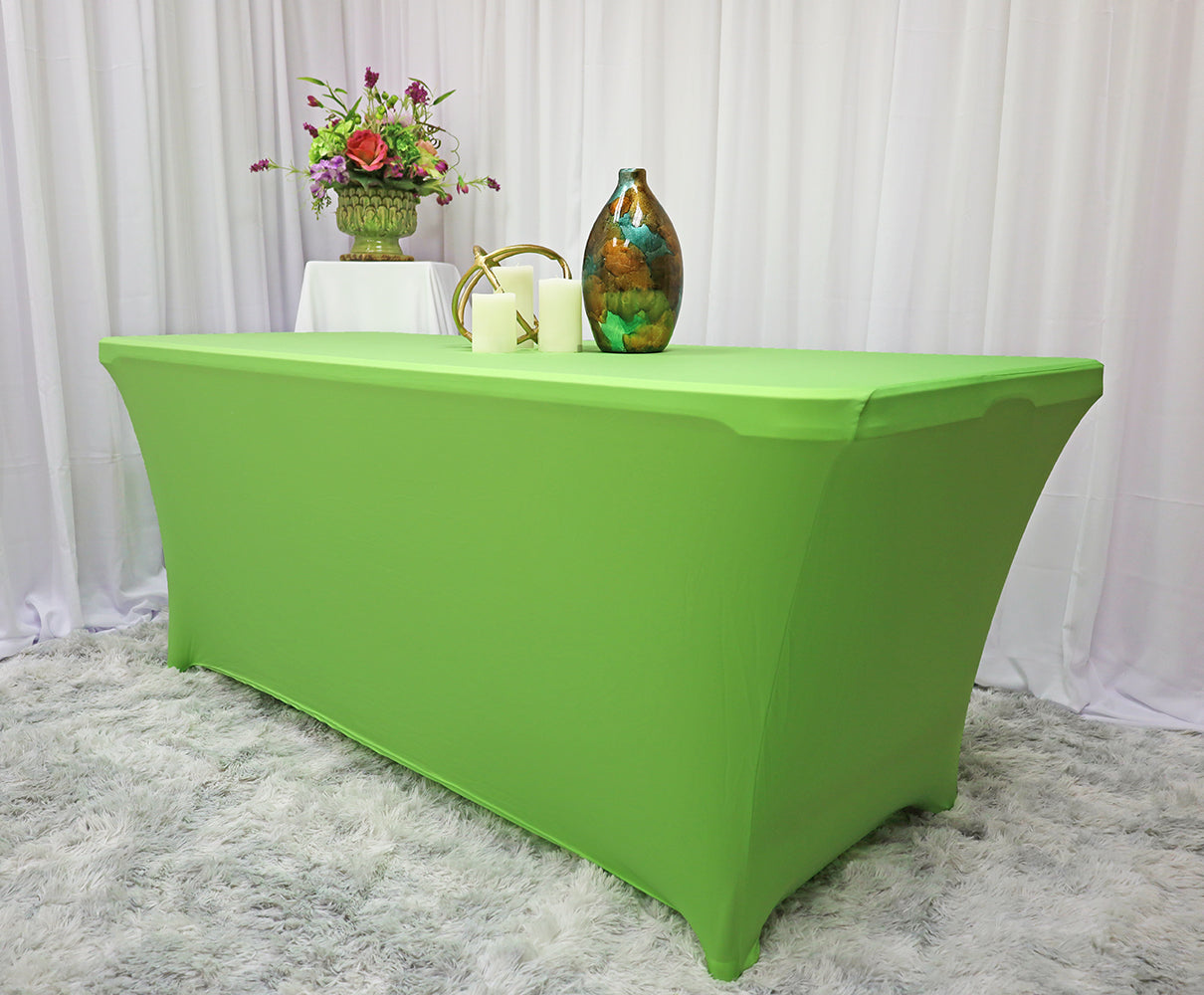 Rectangular Spandex Table Cover 6 Ft Apple Green