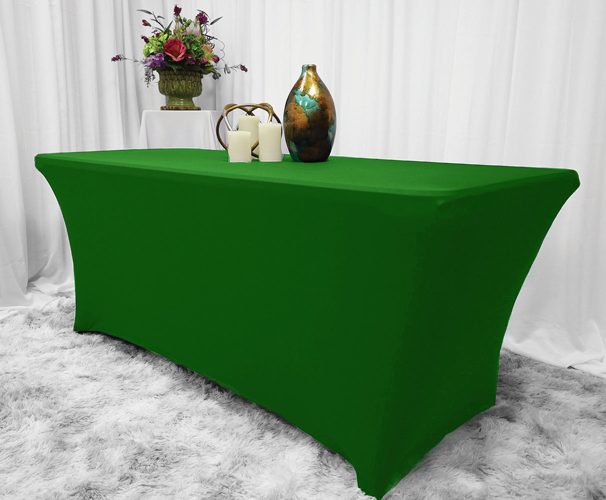 Rectangular Spandex Table Cover 5 Ft Emerald Green