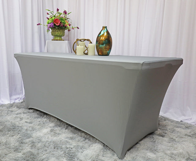 Rectangular Spandex Table Cover 5 Ft Silver