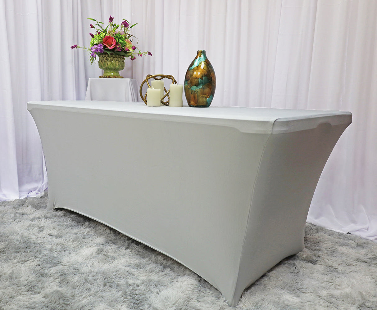 Rectangular Spandex Table Cover 8 Ft Platinum