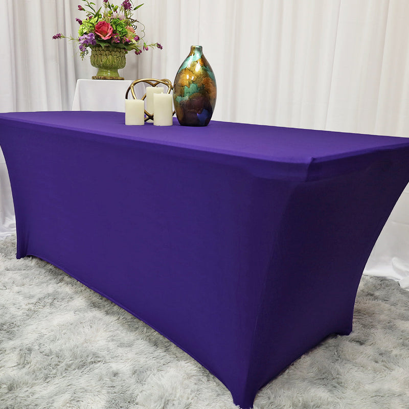 Rectangular Spandex Table Cover 6 Ft Regency Purple
