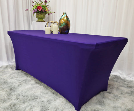 Rectangular Spandex Table Cover 6 Ft Regency Purple