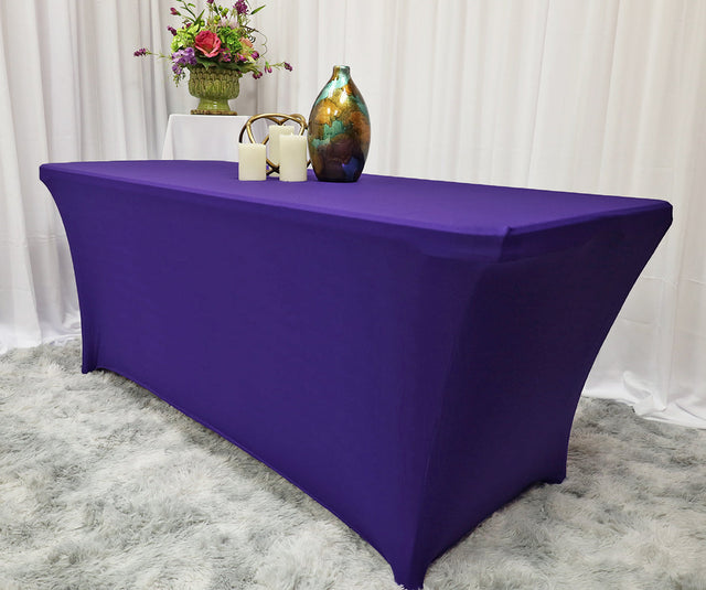 Rectangular Spandex Table Cover 8 Ft Regency Purple