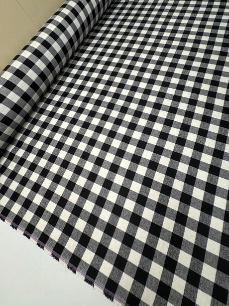 Cotton Flannel Checked Black White
