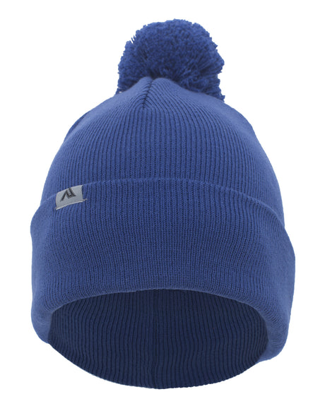 Knit Fold-Over Pom-Pom Beanie