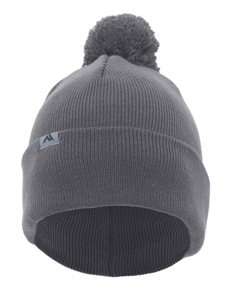 Knit Fold-Over Pom-Pom Beanie