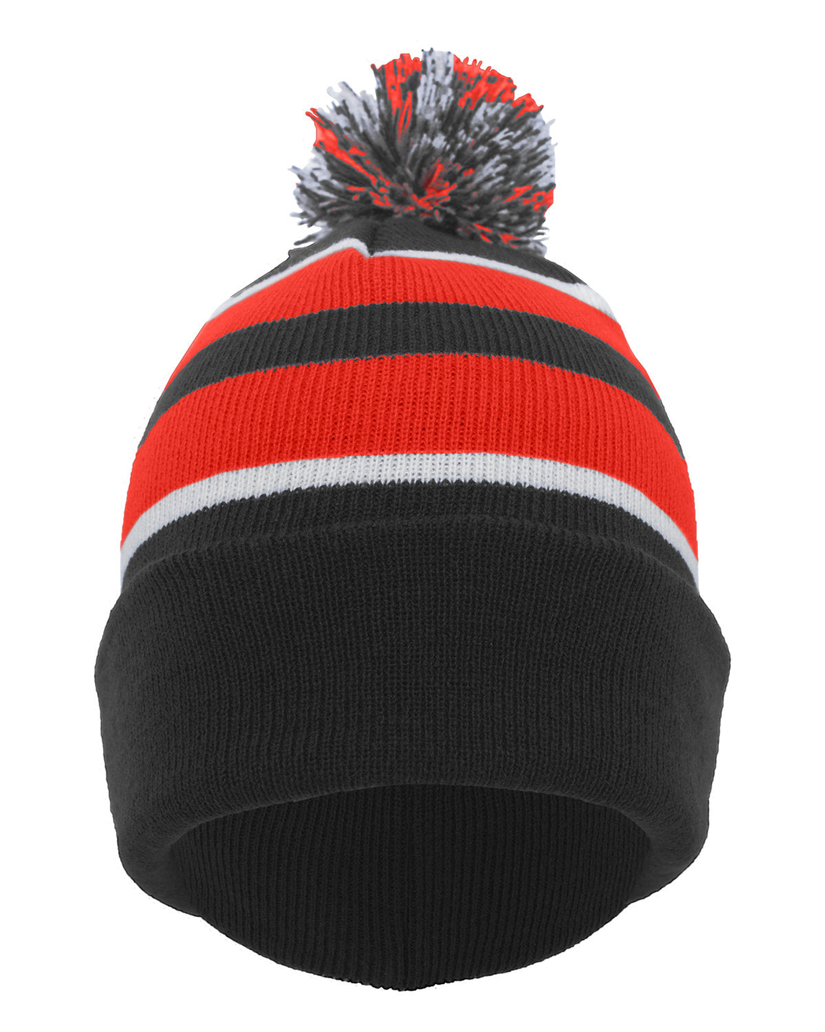 Knit Fold-Over Pom-Pom Beanie