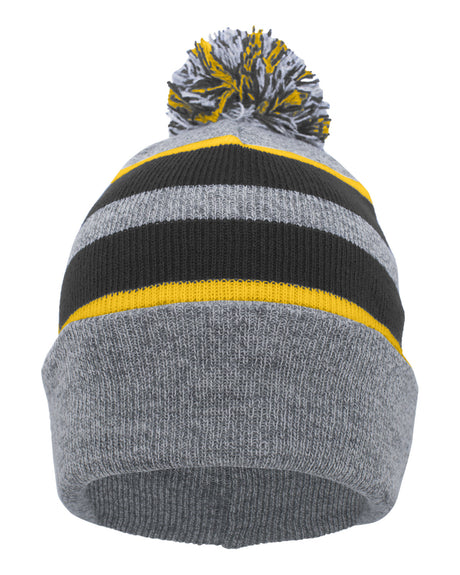 Knit Fold-Over Pom-Pom Beanie