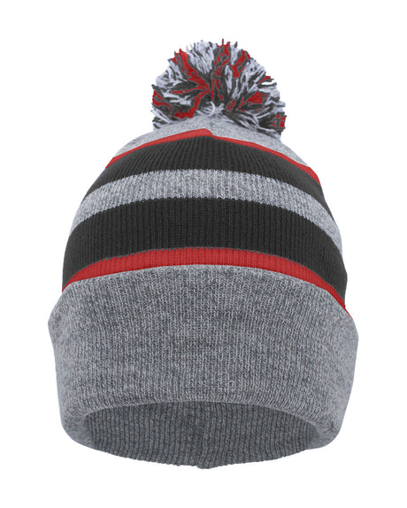 Knit Fold-Over Pom-Pom Beanie