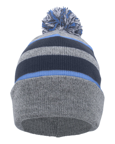 Knit Fold-Over Pom-Pom Beanie