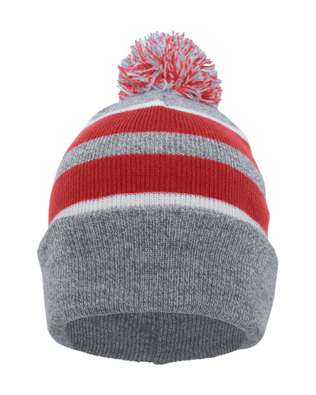 Knit Fold-Over Pom-Pom Beanie