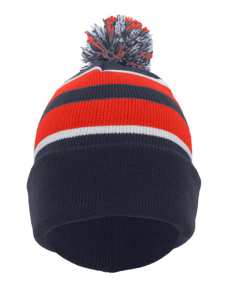 Knit Fold-Over Pom-Pom Beanie