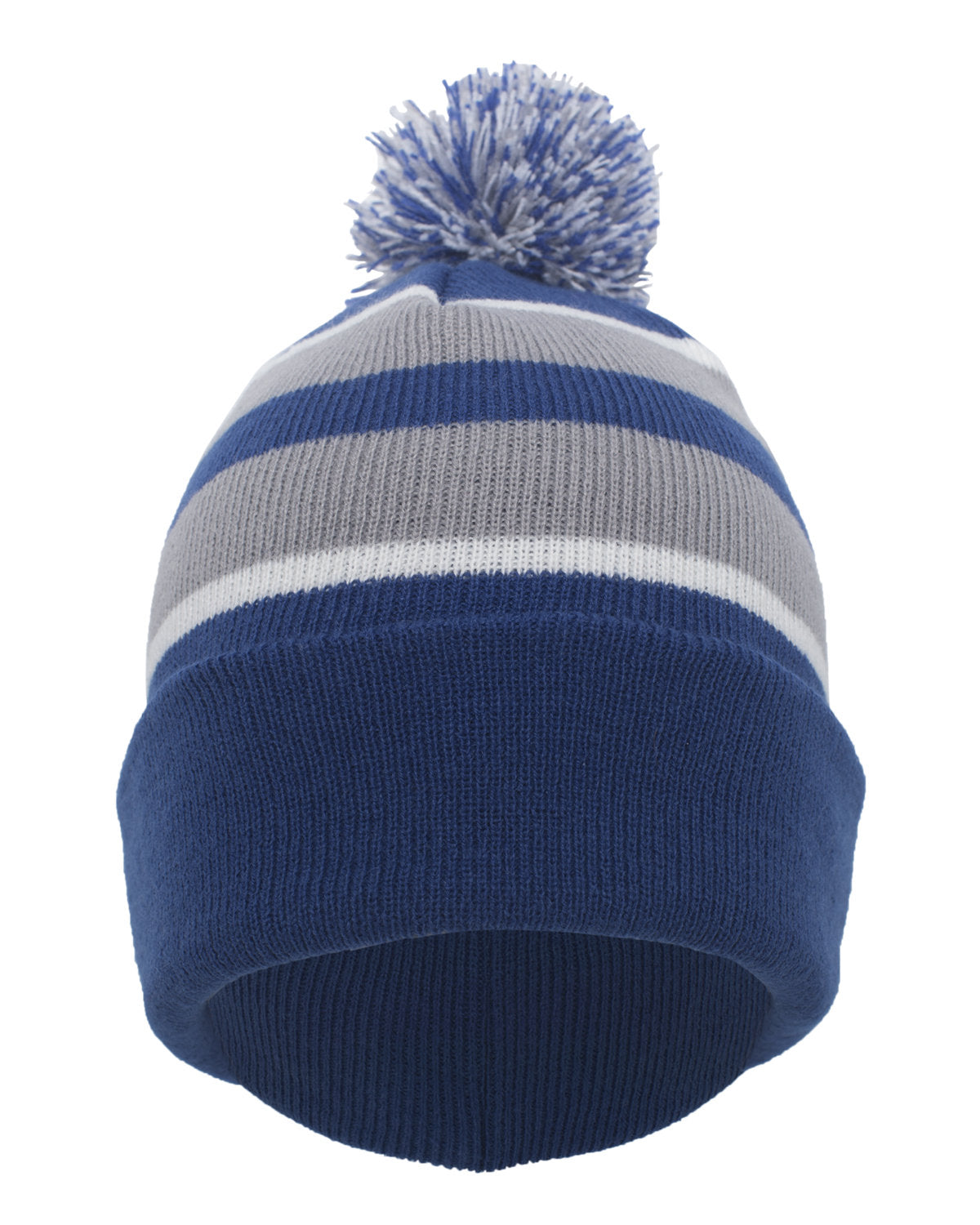 Knit Fold-Over Pom-Pom Beanie