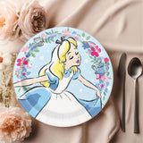 8 Count Alice in Wonderland Pastel Floral Paper Dinner Plates 9" Birthday Party Plates