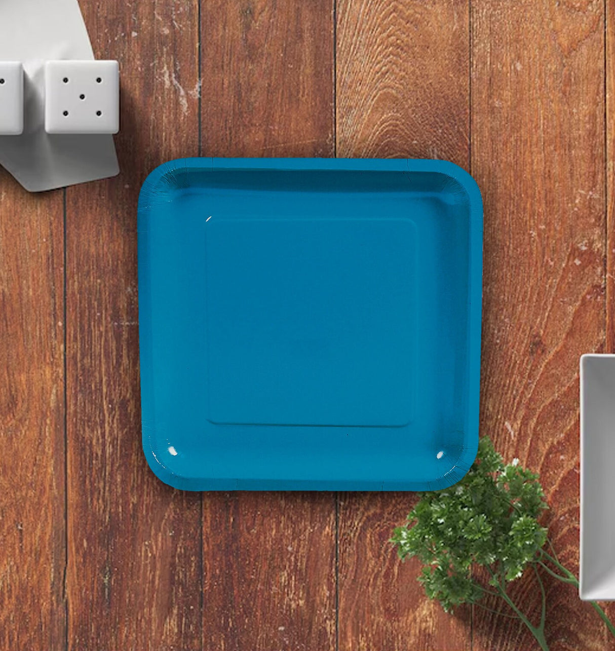 24 Count Turquoise Square Paper Dinner Plates 9" Disposable Party Tableware