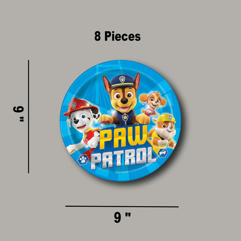 8 Ct. Paw Patrol Paper Dinner Plates 9" Plates Featuring Skye, Rubble, Chase & Marshall for Kids' Parties