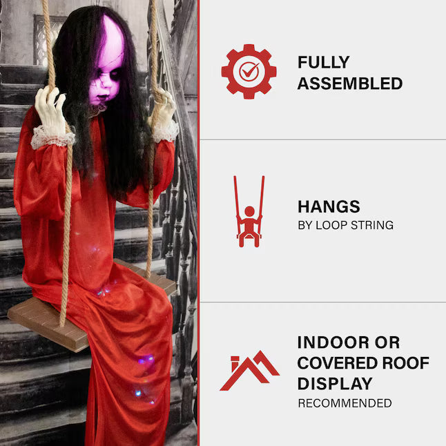 Haunted Hill Farm 6-ft Hanging Moaning Lighted Zombie Animatronic Halloween Decoration