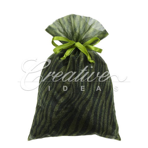 6"X 9" Organza Zebra Pouches - Sold By A Dozen Pieces ( 6 Pieces/Inner Pack) (Apple Green/Black)