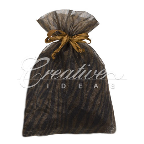 6"X 9" Organza Zebra Pouches - Sold By A Dozen Pieces ( 6 Pieces/Inner Pack) (Brown/Black)