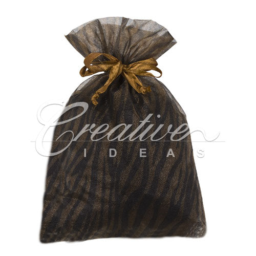 6"X 9" Organza Zebra Pouches - Sold By A Dozen Pieces ( 6 Pieces/Inner Pack) (Brown/Black)