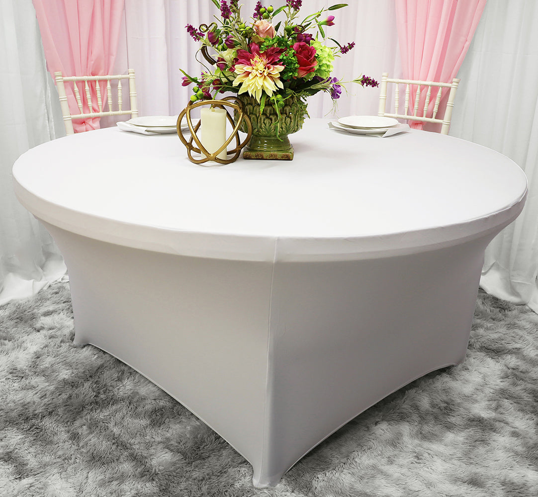 Round Spandex Table Cover 6 Ft White