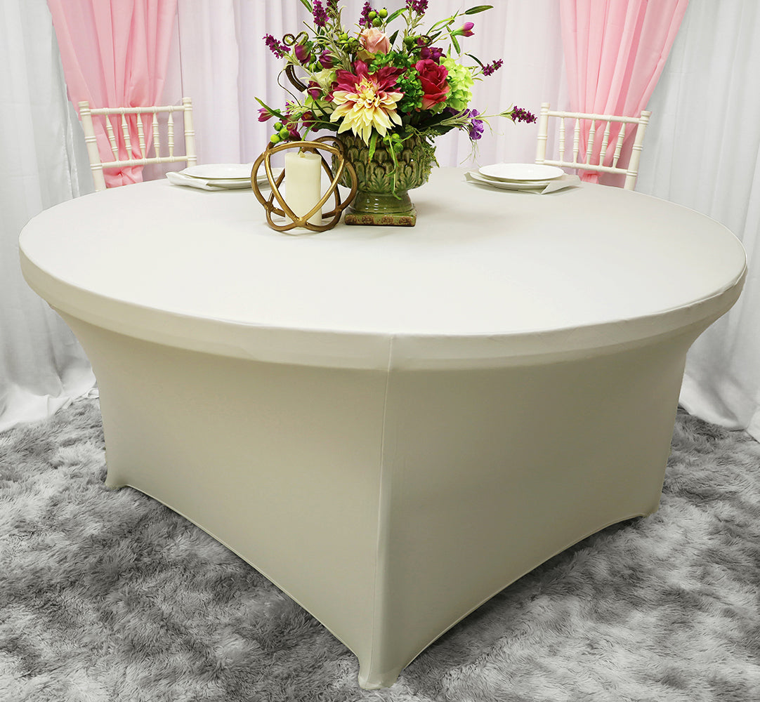 Round Spandex Table Cover 5 Ft Ivory