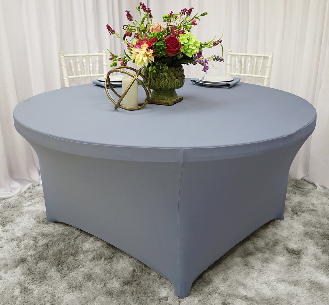 Round Spandex Table Cover 6 Ft Dusty Blue