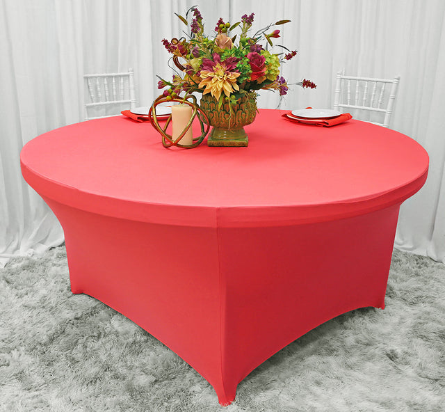 Round Spandex Table Cover 6 Ft Coral
