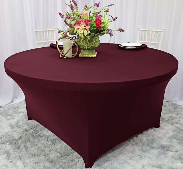 Round Spandex Table Cover 5 Ft Burgundy